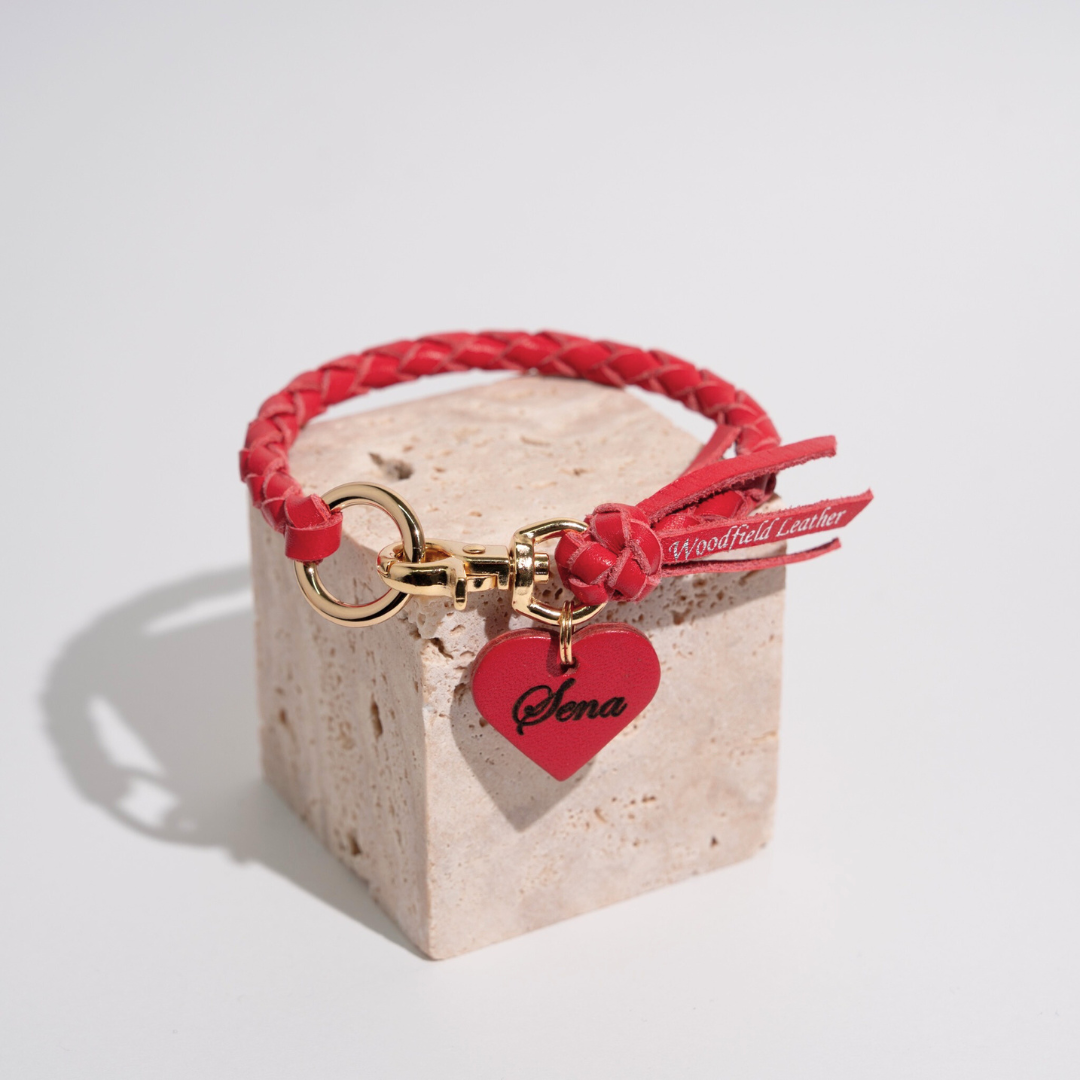 本革の犬用首輪 おしゃれで可愛いチョーカー 名前入り迷子札 首