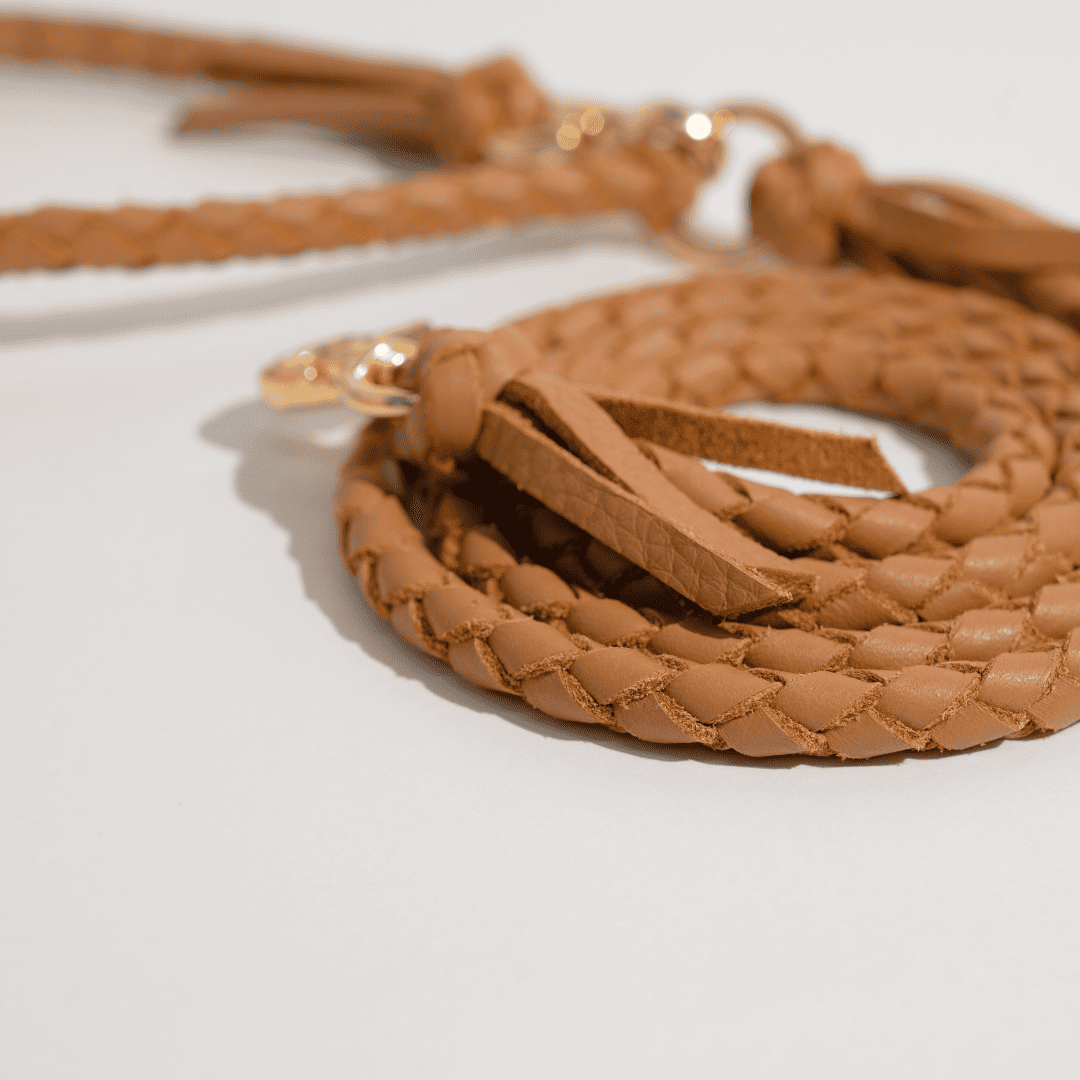 本革の犬用リード おしゃれで人気 可愛いおすすめレザー(キャメル色/全